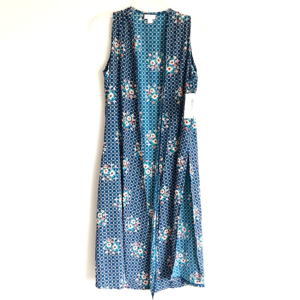 LuLaRoe Joy Floral Print Sleeveless Vest Duster